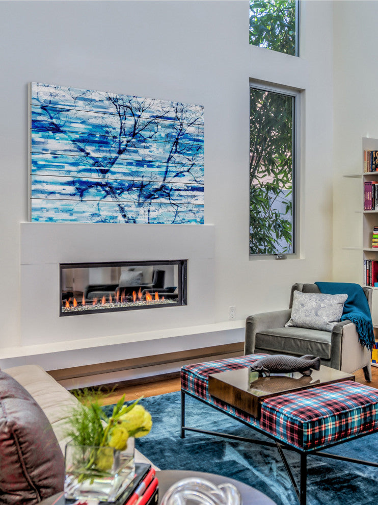 "Blue Snow Storm" Print on White Wood, 60"x40"