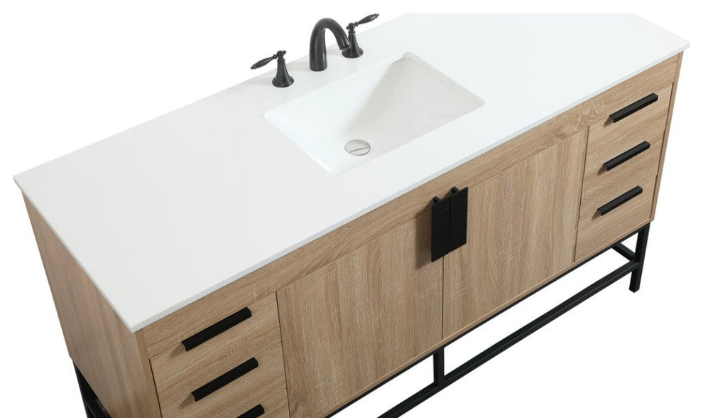 Home Living 22" Modern Mango Wood-Light Bathroom Vanity