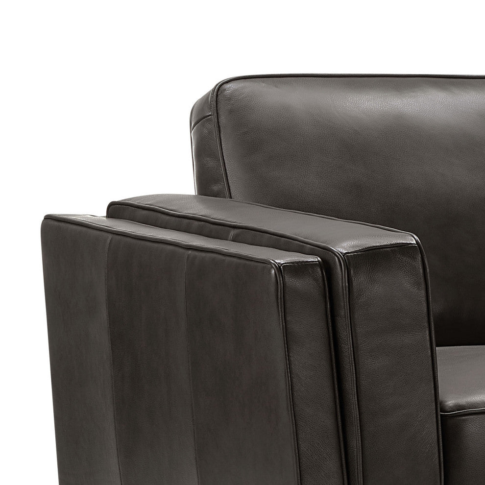Positano Leather Loveseat, Gray