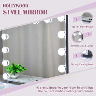 Hollywood Touch Duo Tone Wide LED Makeup Mirror, Silver