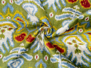 Handmade Velvet Throw Pillow With Multicolor Ikat Design 20x20"