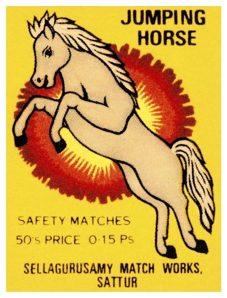 "Jumping Horse Safety Matches" Digital Paper Print by Phillumenart, 14"x18"