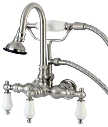Aqua Vintage Wall Mount Clawfoot Tub Faucet, Brushed Nickel