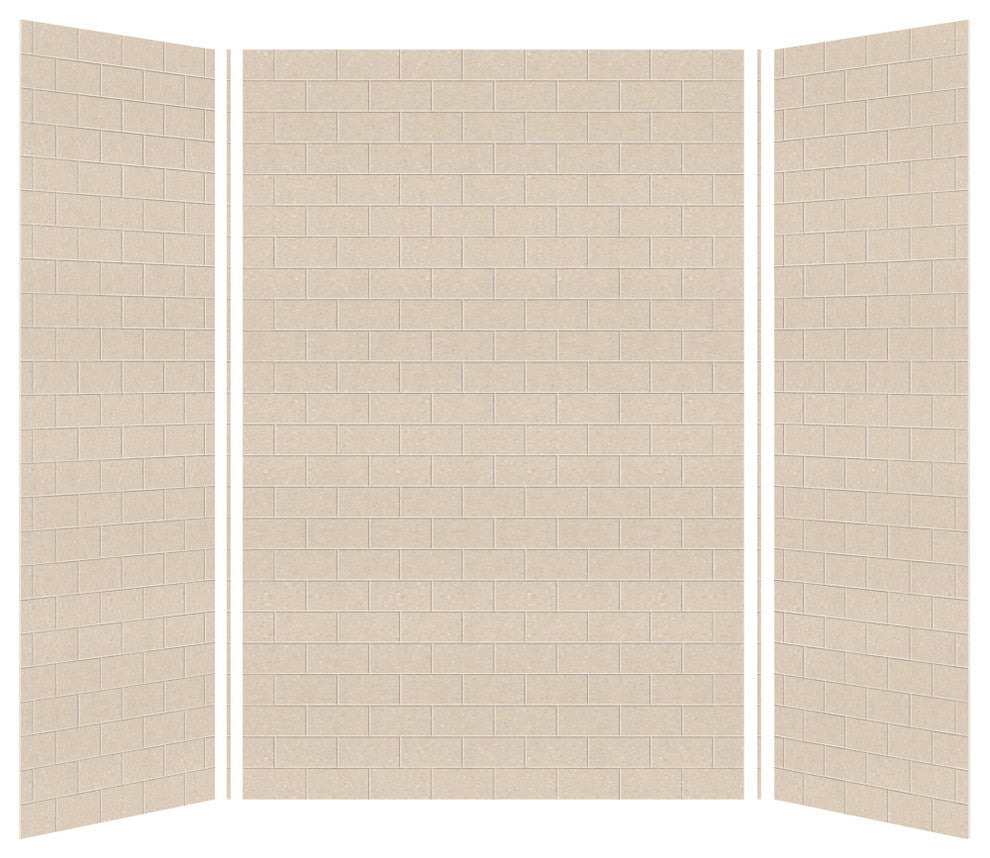 Transolid SaraMar 36" X 60" X 96" Glue to Wall 3-Piece Shower Wall Kit, Cashew