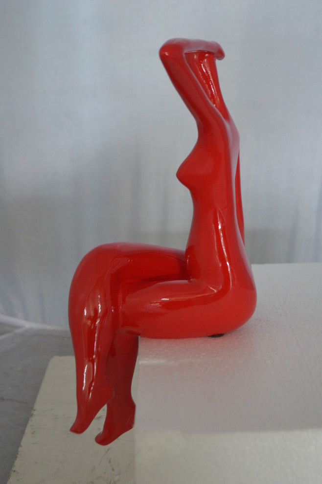 Modern Art Sitting on Edge Girl Made of Resin -  Size: 9"L x 7"W x 16"H.