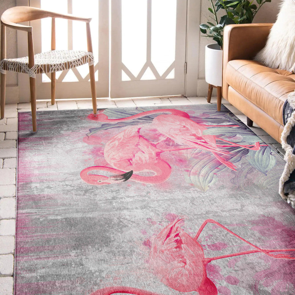 Indoor/Outdoor Tropics TC2 Silver Machine Washable 5' x 7'6" Rug