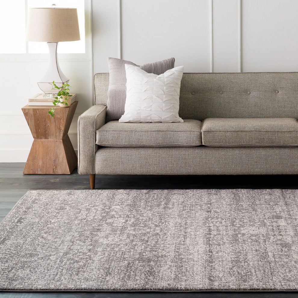 Harput Traditional Black, Light Gray Area Rug, 2''7"x7''3"