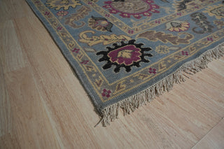 Hand-Knotted Wool Blue Traditional Modern Knot Rug, 8'x10