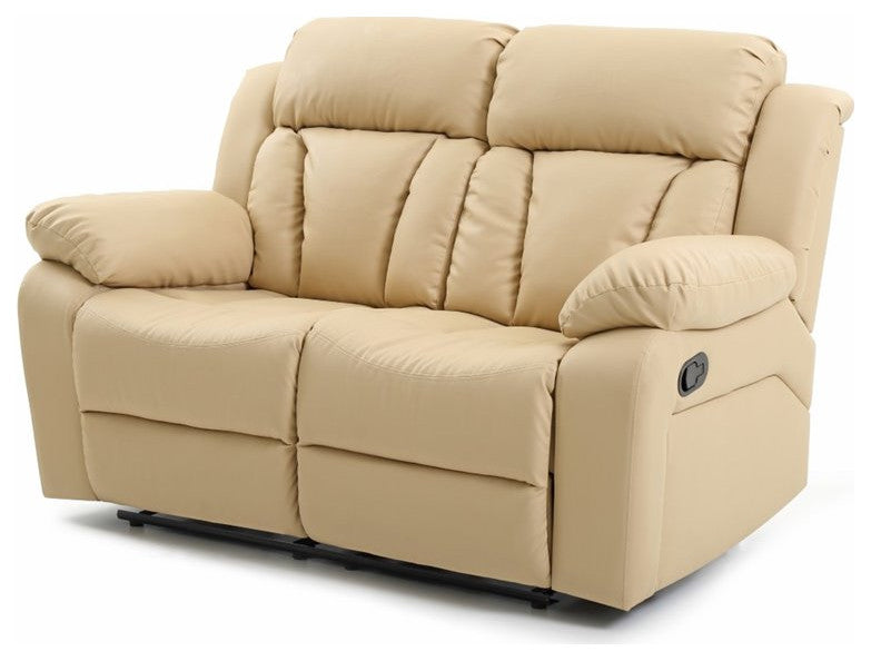Springfield Reclining Love Seat, Beige Faux Leather