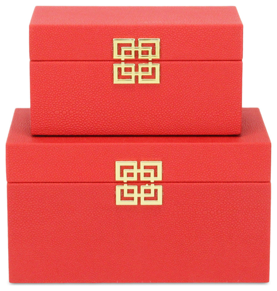 Midnight Charm Keepsake Boxes, Set of 2, Red