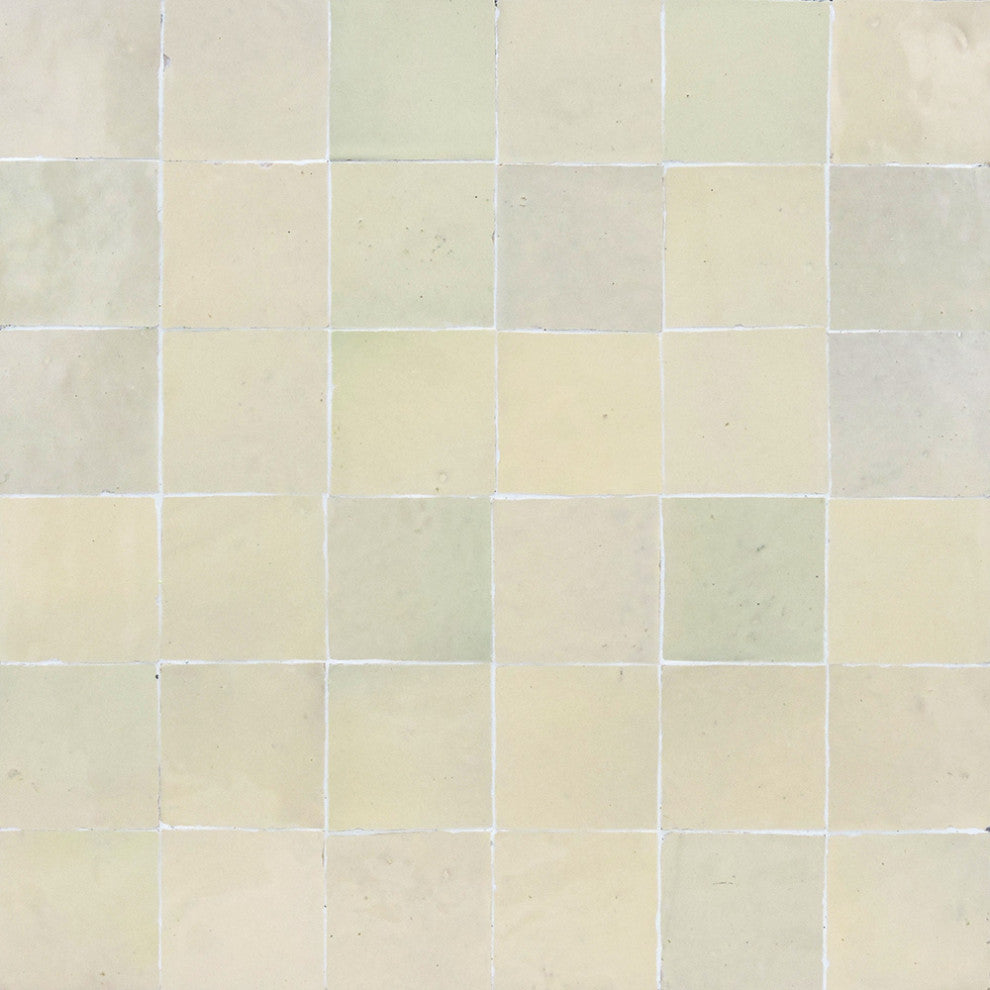 Moroccan Handmade Mosaic Tiles 12"x12" Cream Solid Color