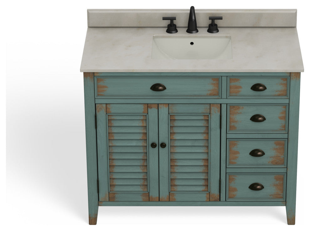 The Calusa Bathroom Vanity, Turquoise, 42", Single Sink, Freestanding