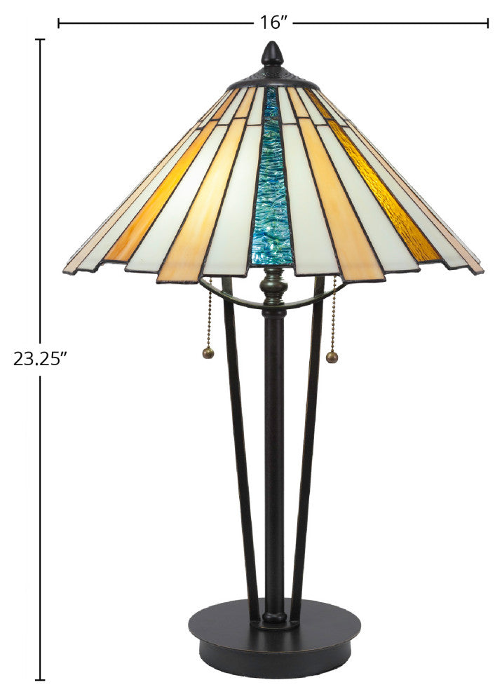 Sequoia 2-Light Table Lamp, Dark Granite Finish, 16" Sequoia Art Glass