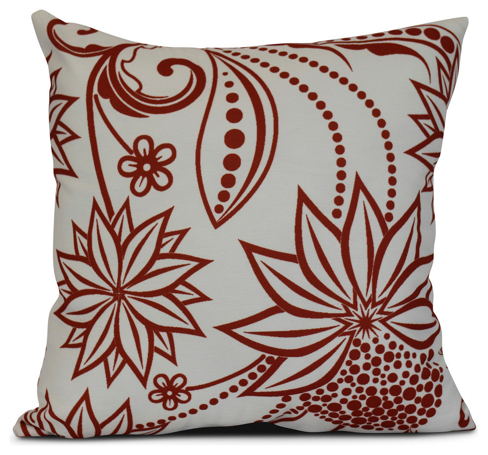 20x20", Ella, Floral Print Pillow, Red