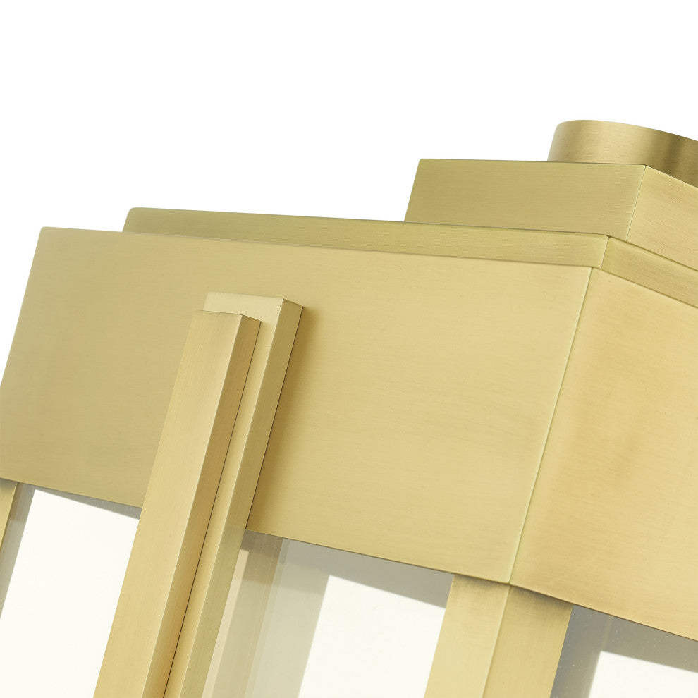 Natural Brass Art Deco, Sophisticated Outdoor Post Top Lantern