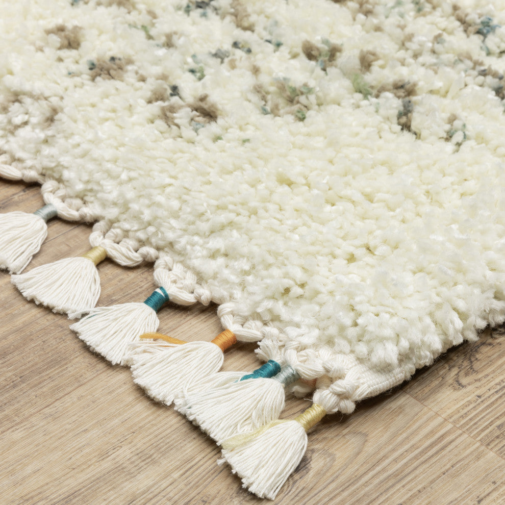 Aurora Geometric Ivory/Multi Indoor Area Rug, Ivory, 6'7" x 9'6"