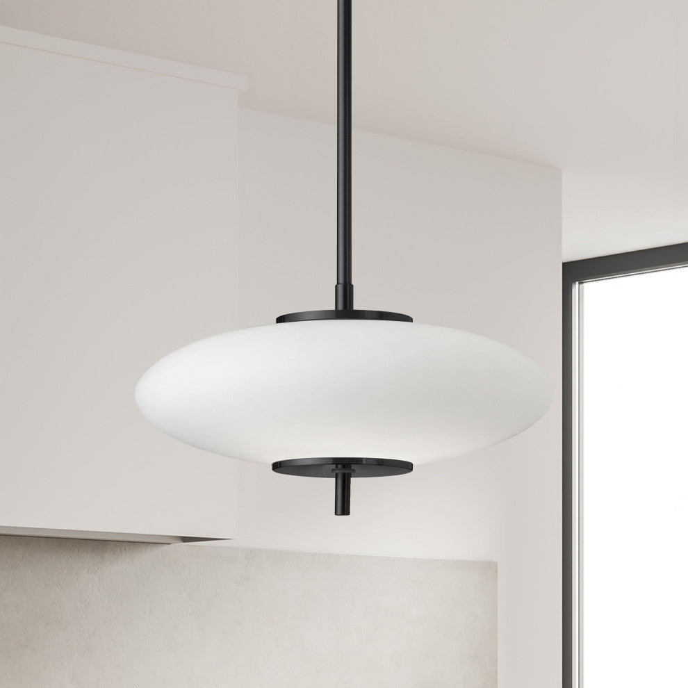 Maddie Contemporary 1 Light Matte Black White Metal Pendant