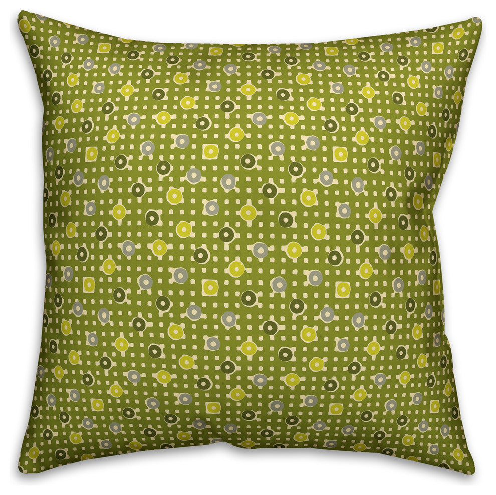 Dots and Plaid, Green Throw Pillow, 18"x18"