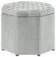 25" Light Gray Velvet And Black Tufted Specialty Storage