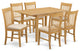 Nofk7-Oak-C 7-Piece Dinette Set - Kitchen Dinette Table And 6 Kitchen Chairs