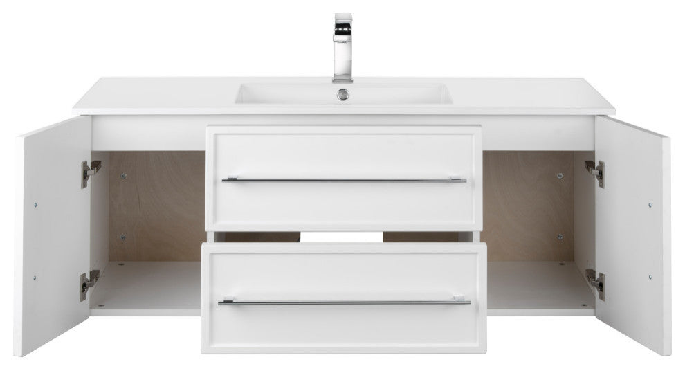 Milano Wall Hung Vanity, White, 48"