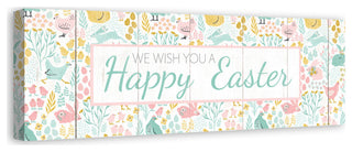 Happy Easter Whimsy Pattern 12x36 Canvas Wall Art