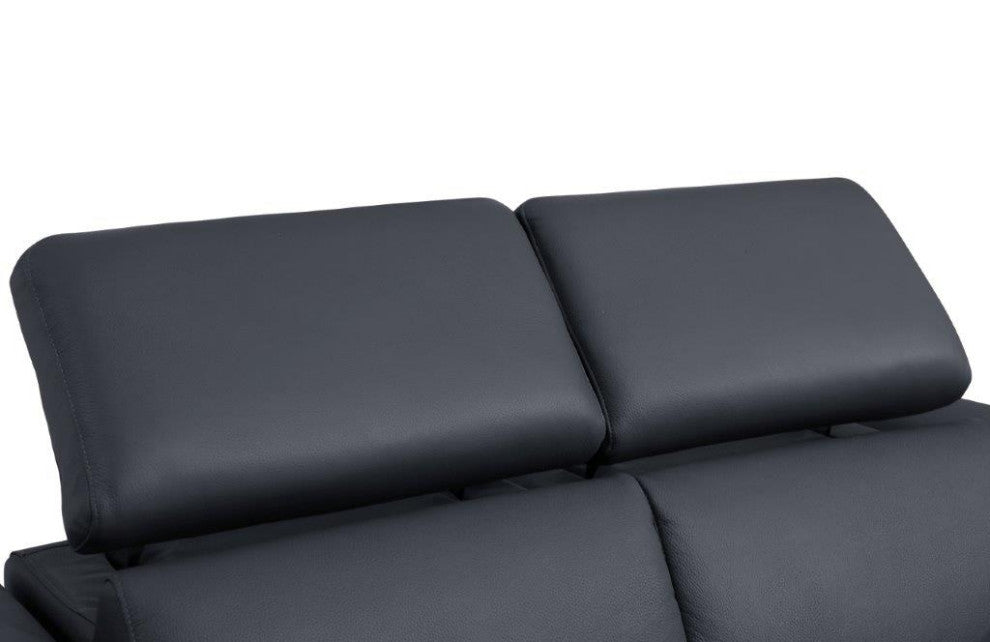 Prato Genuine Italian Leather Modern Chair, Dark Gray