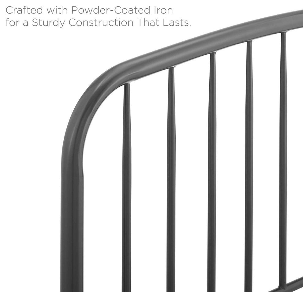 Headboard, Full Size, Metal, Gray, Modern Farmhouse, Bedroom Master