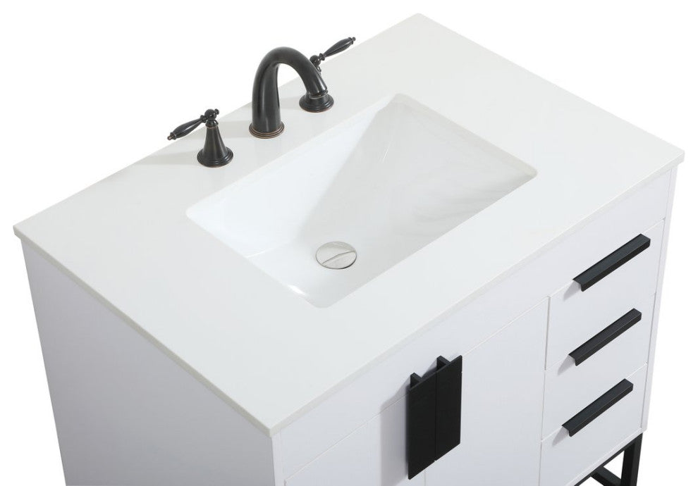 Home Living 22" Modern White-Light Bathroom Vanity