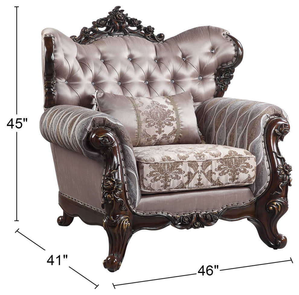 Lv00811 Chair With Pillow, Fabric and Antique Oak Finish Benbek