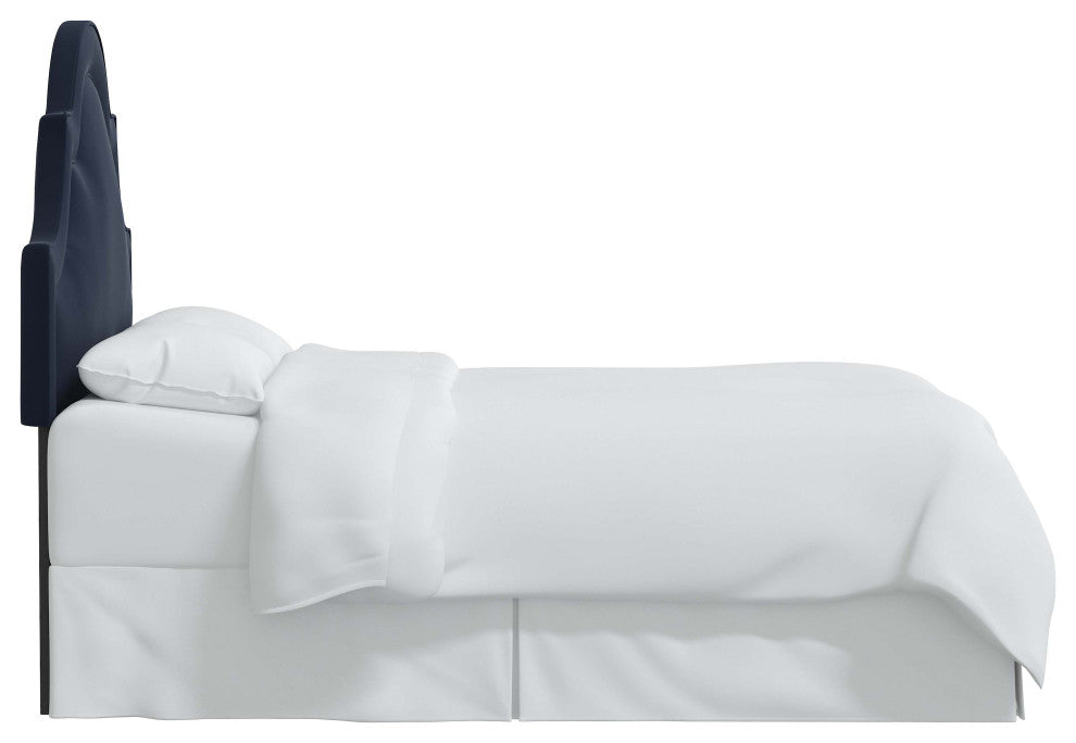 High Arched Headboard With Border, Velvet Ink, California King