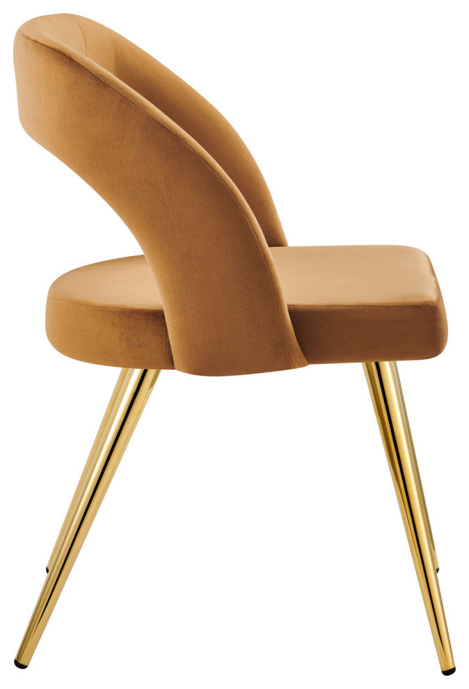 Marciano Performance Velvet Dining Chair Set of 2 Gold Cognac -6030