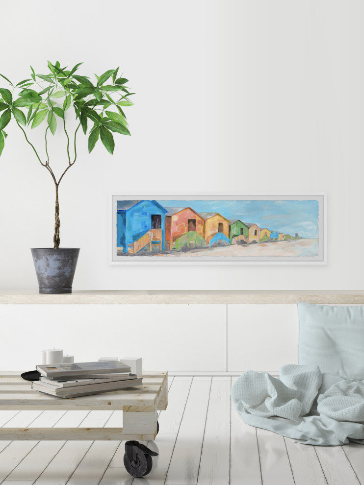 "Beach House Time" Framed Painting Print, 30x10