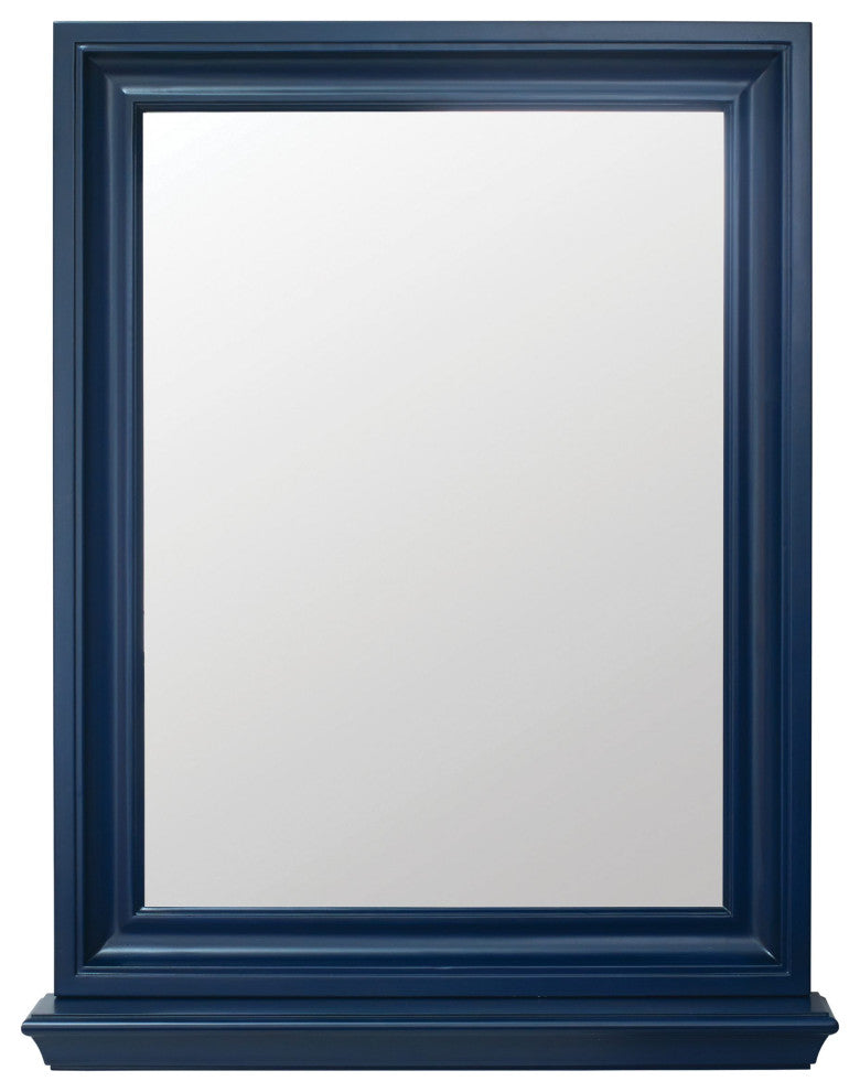 Rectangular Framed Wall Mounted Bathroom Vanity Mirror, Blue;