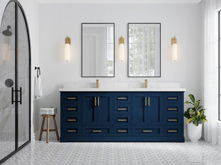 Boston 84 Double Sink Bath Vanity in Navy Blue 2" Empira Quartz