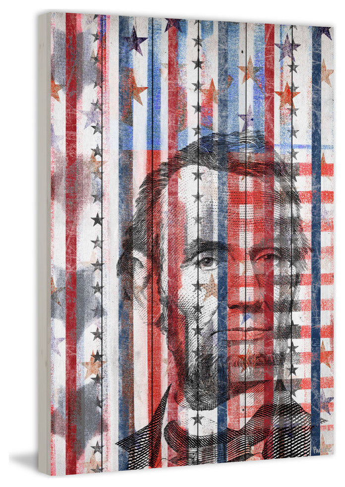 "Honest Abe" Print on White Wood, 40"x60"