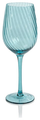 Sesto Optic Swirl White Wine Glasses, Set of 4, Blue