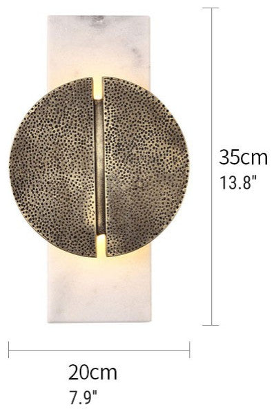 Modern Marble Wall Lamp in Designer Style for Living Room, Bedroom, Copper, Warm Light