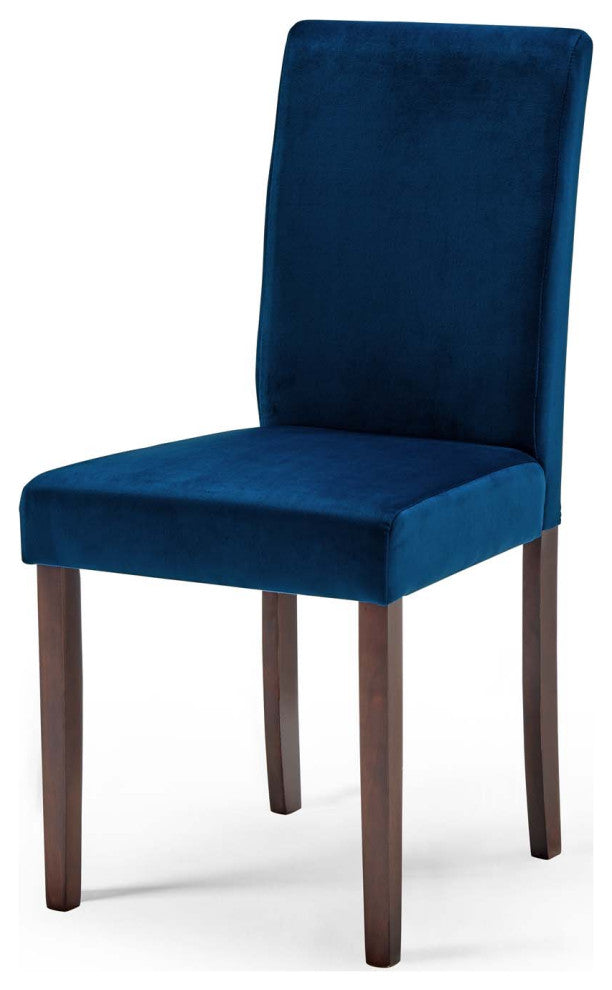 Side Dining Chair and Table Set, Velvet, Drak Brown Blue Navy, Modern, Bistro