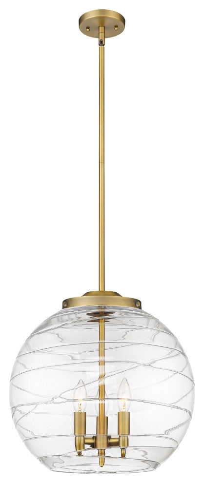 Deco Swirl Pendant, Brushed Brass, Clear Deco Swirl, Clear Deco Swirl