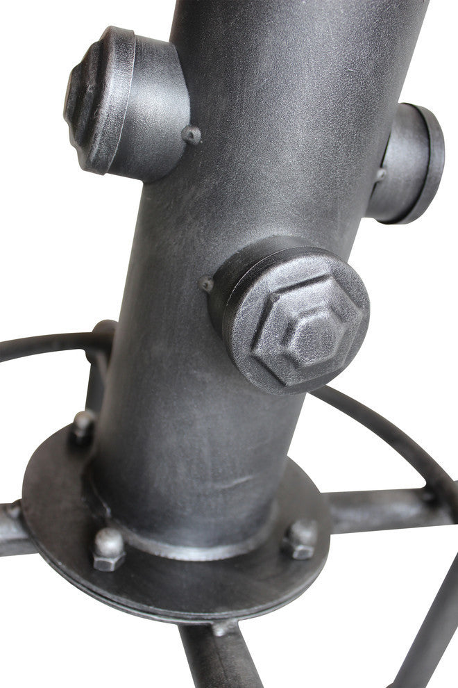 Lewis Industrial Backless Adjustable Barstool, Silver Brushed Gray