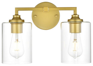 Mayson Two Light Bath Sconce, Brass And Clear