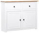 vidaXL Sideboard 2-Drawer Cupboard Sideboard Buffet Cabinet White Solid Pinewood