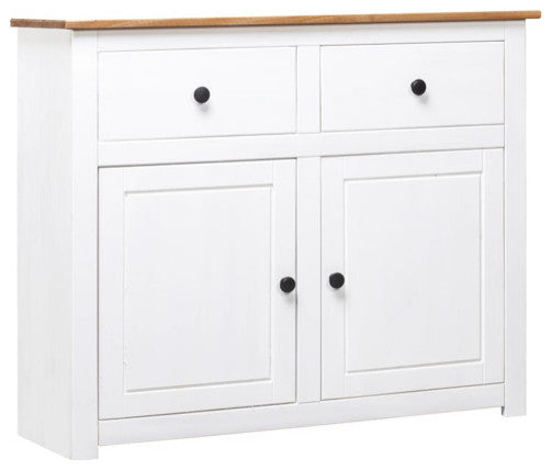 vidaXL Sideboard 2-Drawer Cupboard Sideboard Buffet Cabinet White Solid Pinewood
