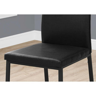 Dining Chair - 2Pcs / 38"H / Black Leather-Look / Black