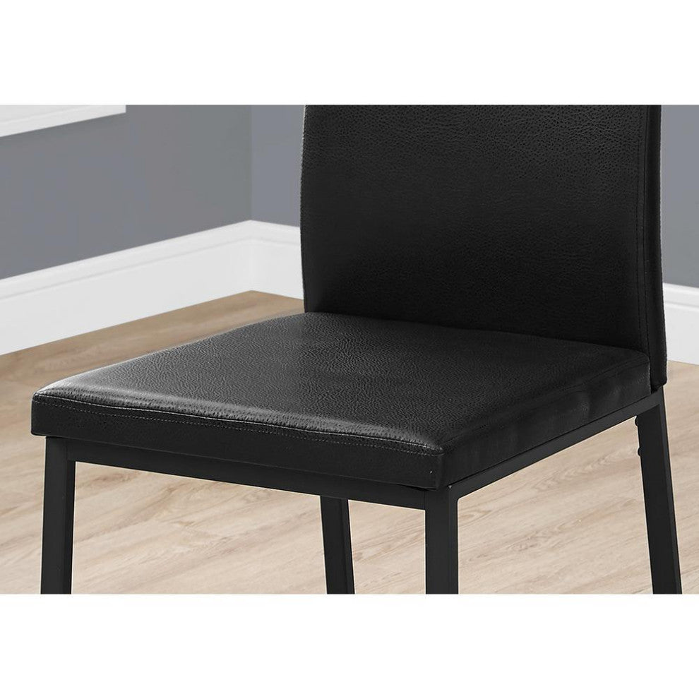 Dining Chair - 2Pcs / 38"H / Black Leather-Look / Black