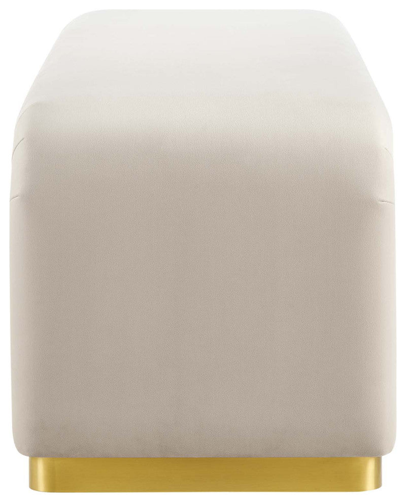 Koda Performance Velvet Waterfall Long Bench - Brass Almond