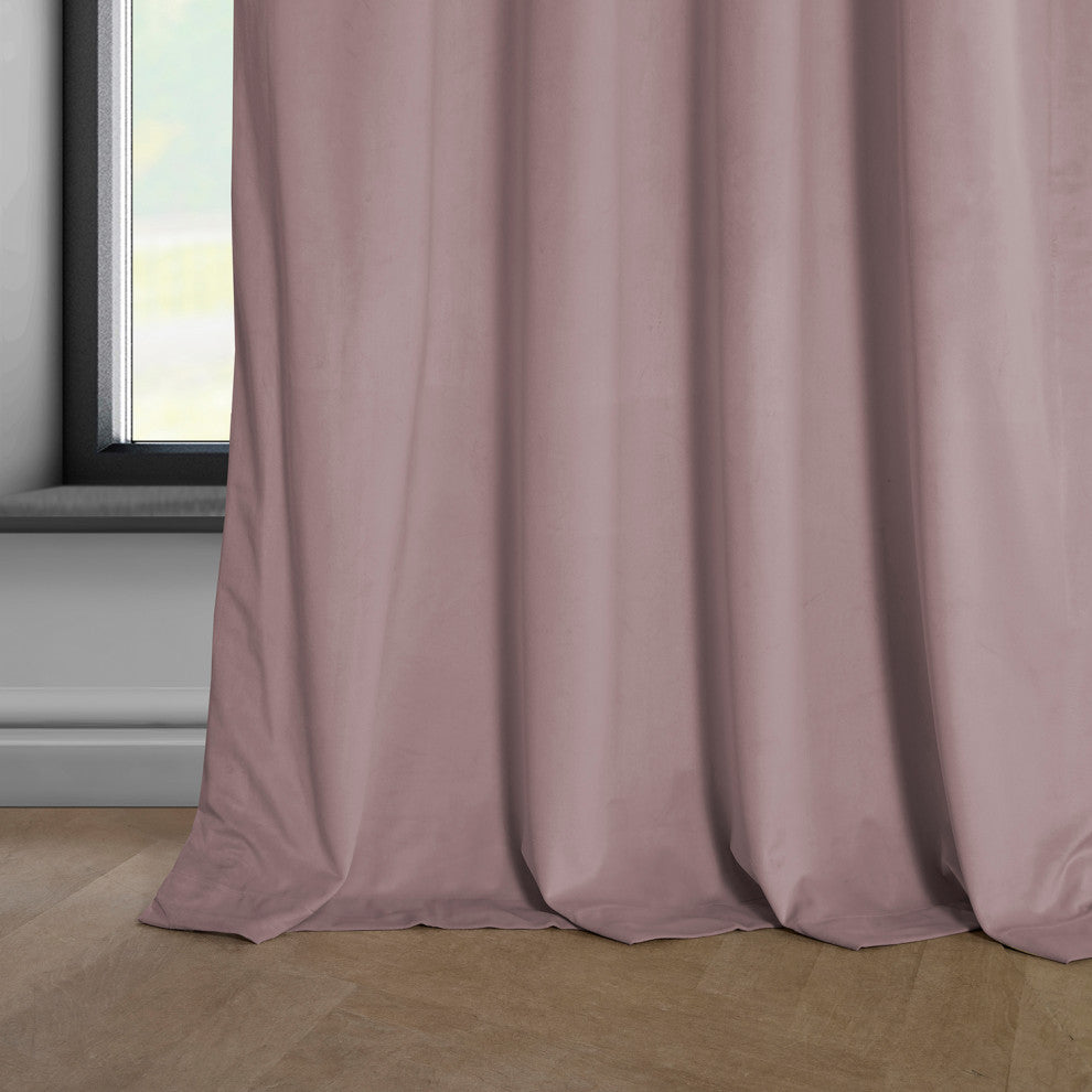 Heritage Plush Velvet Curtain Single Panel, Ballet Pink, 50"x84"