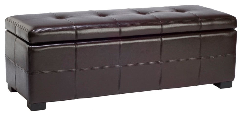 Safavieh Maiden Tufted Storage Bench, Large, Brown Leather