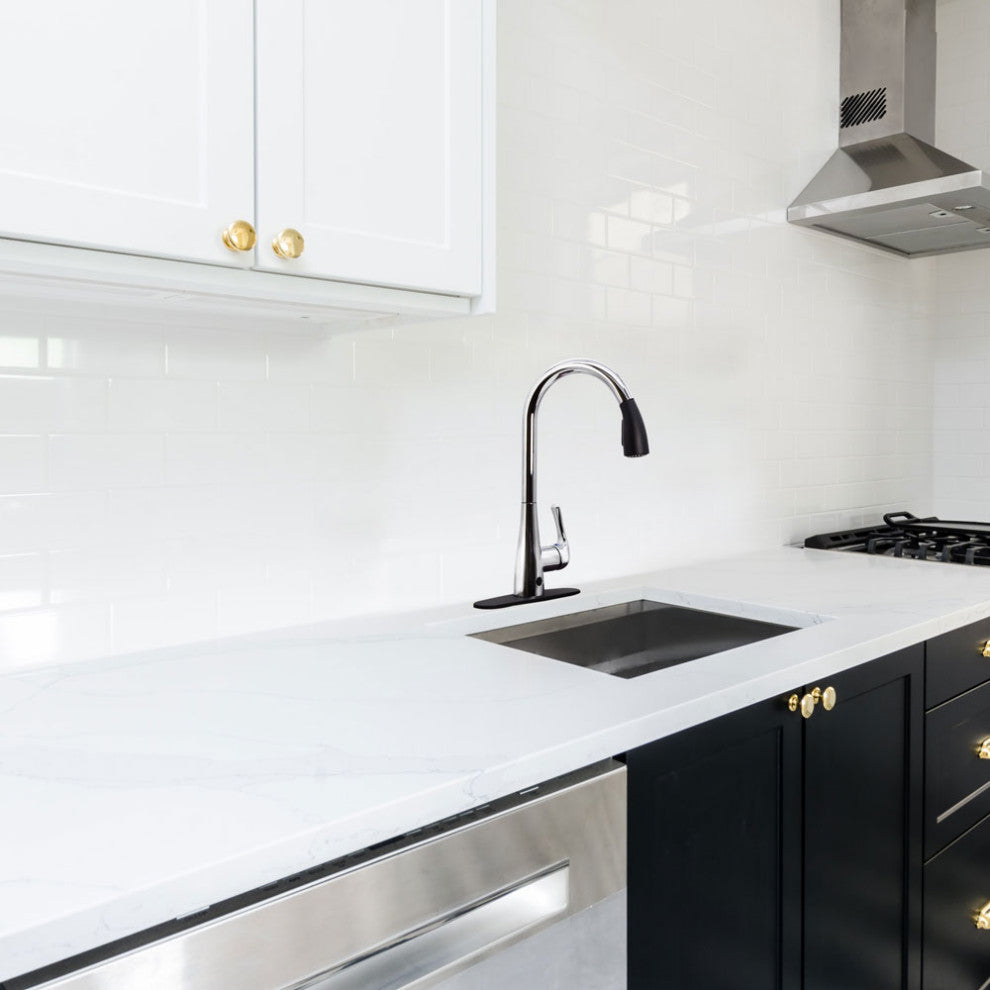 Kitchen Dual Sensor Automatic Touch Controlled Faucet, Chrome/Black